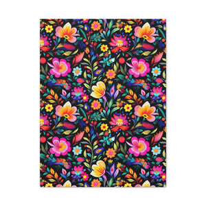 Mexican Floral Fiesta Pattern 031 - 18 in x 24 in Matte Canvas, Stretched, 1.25 in