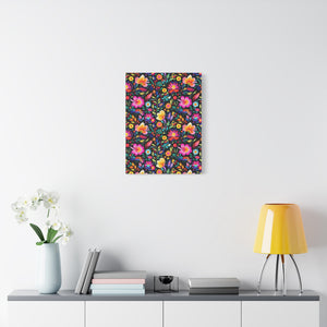Mexican Floral Fiesta Pattern 031 - 18 in x 24 in Matte Canvas, Stretched, 1.25 in