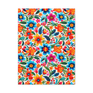 Mexican Floral Fiesta Pattern 050 - 18 in x 24 in Matte Canvas, Stretched, 1.25 in