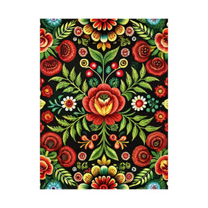 Folk Floral Pattern, Hungarian Inspired 03 - 18 in x 24 in Matte Poster