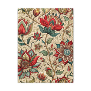 Folk Floral Pattern, Indian Inspired 09 - 18 in x 24 in Matte Canvas, Stretched, 1.25 in