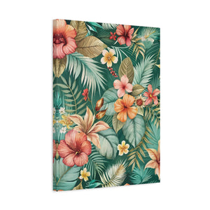 Folk Floral Pattern, Balinese Inspired 05 - 18 in x 24 in Matte Canvas, Stretched, 1.25 in