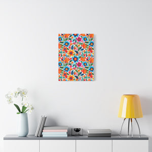 Mexican Floral Fiesta Pattern 050 - 18 in x 24 in Matte Canvas, Stretched, 1.25 in