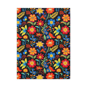 Mexican Floral Fiesta Pattern 035 - 18 in x 24 in Matte Canvas, Stretched, 1.25 in