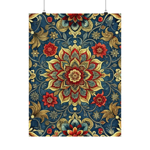 Folk Floral Pattern, Iranian Inspired 01 - 18 in x 24 in Matte Poster