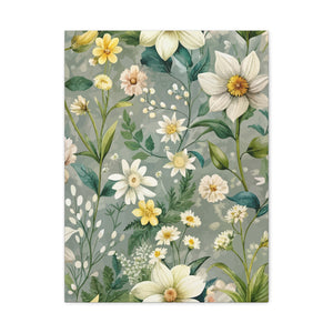 Folk Floral Pattern, Alpine Inspired 02 - 18 in x 24 in Matte Canvas, Stretched, 1.25 in