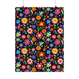 Mexican Floral Fiesta Pattern 028 - 18 in x 24 in Matte Poster