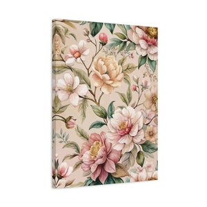 Folk Floral Pattern, Japanese Inspired 01 - 18 in x 24 in Matte Canvas, Stretched, 1.25 in
