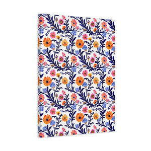 Mexican Floral Fiesta Pattern 022 - 18 in x 24 in Matte Canvas, Stretched, 1.25 in