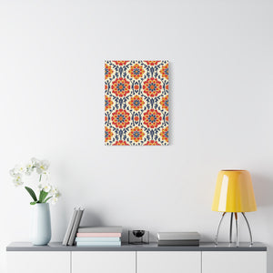 Mexican Floral Fiesta Pattern 047 - 18 in x 24 in Matte Canvas, Stretched, 1.25 in