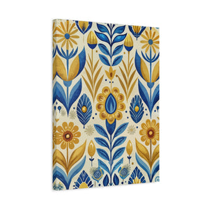 Folk Floral Pattern, Scandinavian Inspired 04 - 18 in x 24 in Matte Canvas, Stretched, 1.25 in