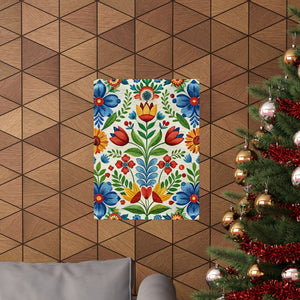 Folk Floral Pattern, Swedish Inspired 02 - 18 in x 24 in Matte Poster
