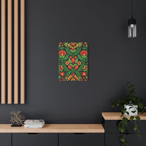 Folk Floral Pattern, Hungarian Inspired 05 - 18 in x 24 in Matte Canvas, Stretched, 1.25 in