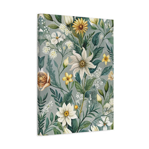 Folk Floral Pattern, Alpine Inspired 03 - 18 in x 24 in Matte Canvas, Stretched, 1.25 in