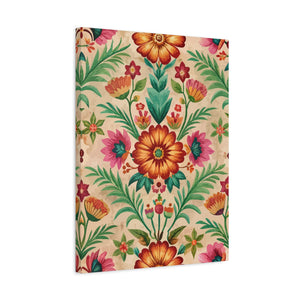 Folk Floral Pattern, Peruvian Inspired 01 - 18 in x 24 in Matte Canvas, Stretched, 1.25 in