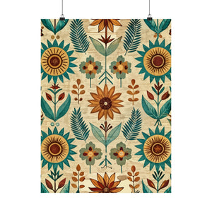 Folk Floral Pattern, Native American Inspired 03 - 18 in x 24 in Matte Poster