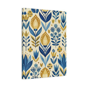 Folk Floral Pattern, Scandinavian Inspired 03 - 18 in x 24 in Matte Canvas, Stretched, 1.25 in