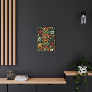 Folk Floral Pattern, Serbian Inspired 02 - 18 in x 24 in Matte Canvas, Stretched, 1.25 in