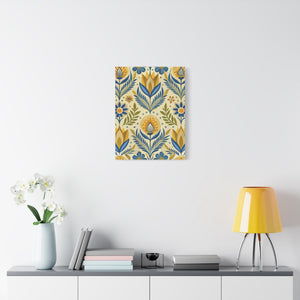 Folk Floral Pattern, Scandinavian Inspired 05 - 18 in x 24 in Matte Canvas, Stretched, 1.25 in
