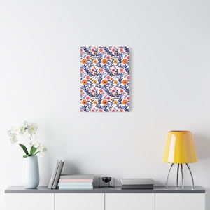 Mexican Floral Fiesta Pattern 022 - 18 in x 24 in Matte Canvas, Stretched, 1.25 in