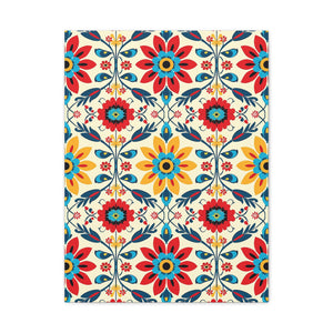 Mexican Floral Fiesta Pattern 041 - 18 in x 24 in Matte Canvas, Stretched, 1.25 in