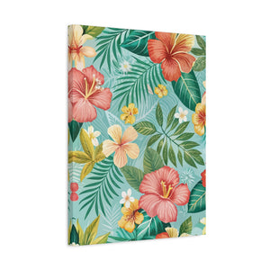 Folk Floral Pattern, Hawaiian Inspired 01 - 18 in x 24 in Matte Canvas, Stretched, 1.25 in