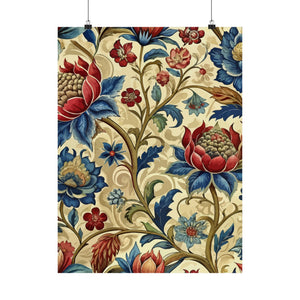 Folk Floral Pattern, Mongolian Inspired 02 - 18 in x 24 in Matte Poster