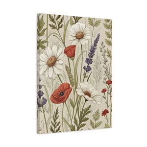 Wildflowers Pattern 128 - 18 in x 24 in Matte Canvas, Stretched, 1.25 in