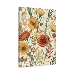 Wildflowers Pattern 007 - 18 in x 24 in Matte Canvas, Stretched, 1.25 in