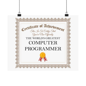 World's Greatest Computer Programmer - 14 in x 11 in Matte Poster
