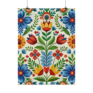 Folk Floral Pattern, Swedish Inspired 02 - 18 in x 24 in Matte Poster