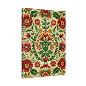 Folk Floral Pattern, Romanian Inspired 06 - 18 in x 24 in Matte Canvas, Stretched, 1.25 in