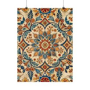 Folk Floral Pattern, Moroccan Inspired 06 - 18 in x 24 in Matte Poster