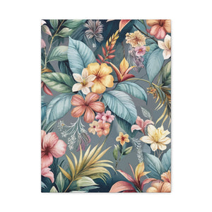 Folk Floral Pattern, Balinese Inspired 08 - 18 in x 24 in Matte Canvas, Stretched, 1.25 in