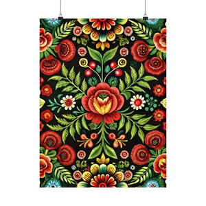 Folk Floral Pattern, Hungarian Inspired 03 - 18 in x 24 in Matte Poster