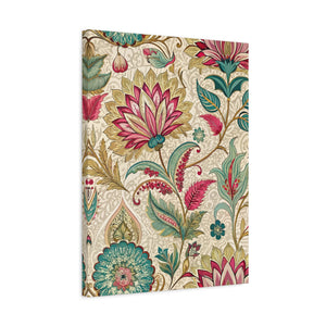 Folk Floral Pattern, Indian Inspired 04 - 18 in x 24 in Matte Canvas, Stretched, 1.25 in