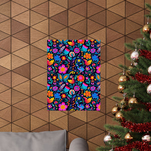 Mexican Floral Fiesta Pattern 049 - 18 in x 24 in Matte Poster