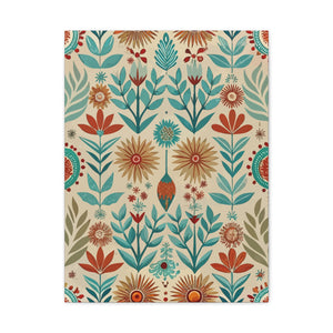Folk Floral Pattern, Native American Inspired 04 - 18 in x 24 in Matte Canvas, Stretched, 1.25 in