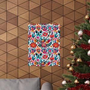 Mexican Floral Fiesta Pattern 051 - 18 in x 24 in Matte Poster
