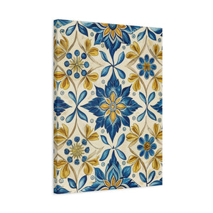 Folk Floral Pattern, Portuguese Inspired 01 - 18 in x 24 in Matte Canvas, Stretched, 1.25 in