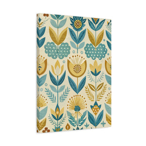 Folk Floral Pattern, Scandinavian Inspired 07 - 18 in x 24 in Matte Canvas, Stretched, 1.25 in