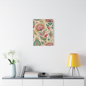 Folk Floral Pattern, Indian Inspired 04 - 18 in x 24 in Matte Canvas, Stretched, 1.25 in