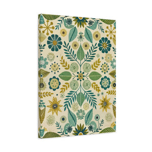 Folk Floral Pattern, Scandinavian Inspired 01 - 18 in x 24 in Matte Canvas, Stretched, 1.25 in