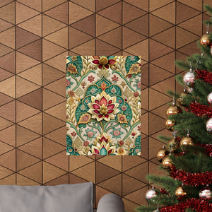 Folk Floral Pattern, Mughal Inspired 01 - 18 in x 24 in Matte Poster