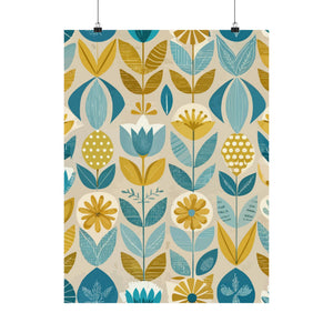 Folk Floral Pattern, Scandinavian Inspired 06 - 18 in x 24 in Matte Poster