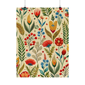 Folk Floral Pattern, Bulgarian Inspired 02 - 18 in x 24 in Matte Poster