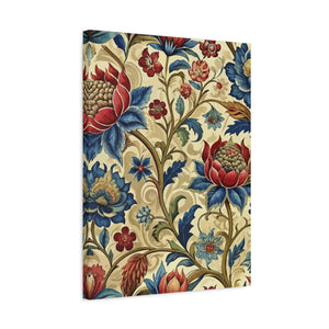 Folk Floral Pattern, Mongolian Inspired 02 - 18 in x 24 in Matte Canvas, Stretched, 1.25 in