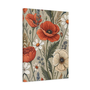 Wildflowers Pattern 020 - 18 in x 24 in Matte Canvas, Stretched, 1.25 in