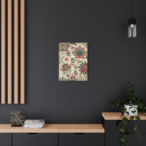 Folk Floral Pattern, Indian Inspired 10 - 18 in x 24 in Matte Canvas, Stretched, 1.25 in