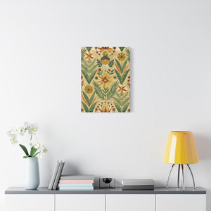 Folk Floral Pattern, Kenyan Inspired 02 - 18 in x 24 in Matte Canvas, Stretched, 1.25 in